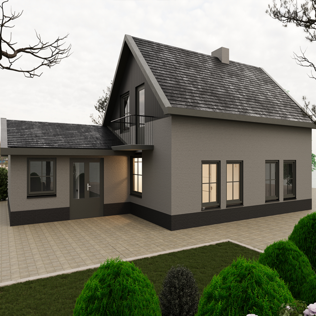 Render geschilderd huis renovatie woning