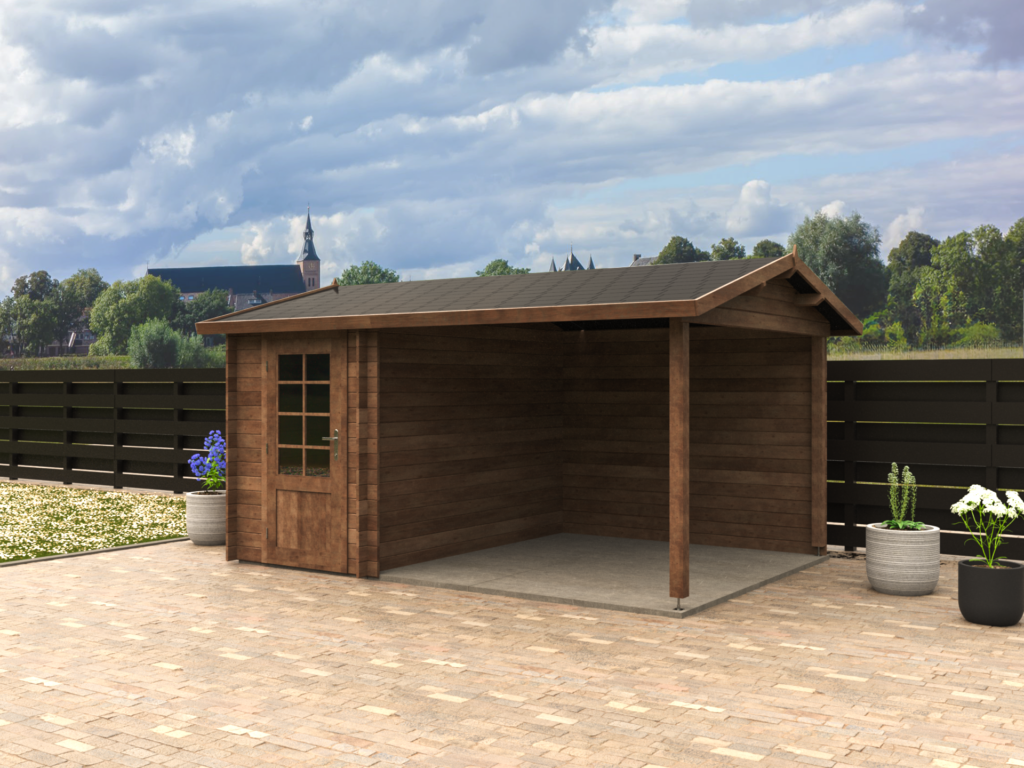 Exterieur render tuinhuis bruin